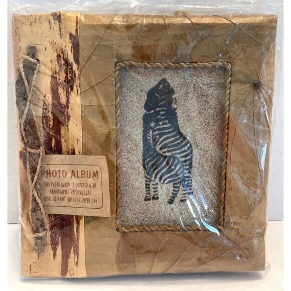 Handcrafted Other - Handcrafted Photo Picture Album Indonesia Asia Natural Leaf Africa Zebra Rustic